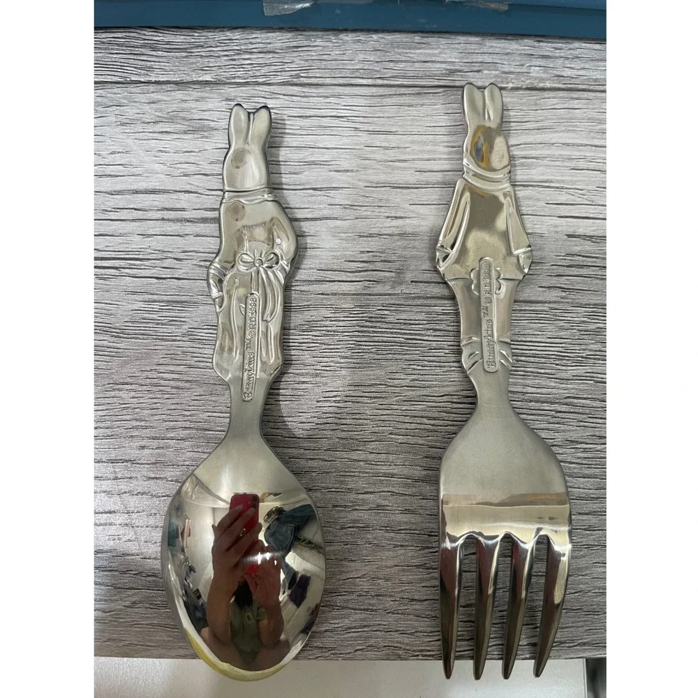 Reed & Barton Bunnykins Silver Plate Spoon Fork Set 1998 Royal‎ Doulton Vintage
